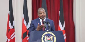 Health CS Mutahi Kagwe addresses the media at State House on Monday, March 7, 2022..jpg