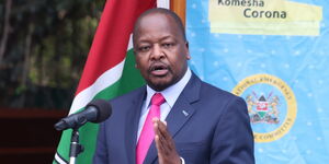 Health Cabinet Secretary Mutahi Kagwe addressing the media on November 26, 2020