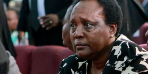 Hellen Nkaissery at her late husband's,fomer Interior Cabinet Secretary, Joseph Nkaissery's funeral. Nairobi Baptist Church. 13 July 2017.