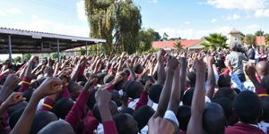 An undated image of Kenyan students protesting hiked school fees. 