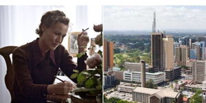 Hollywood star Connie Nielsen (left) and an aerial view of Nairobi