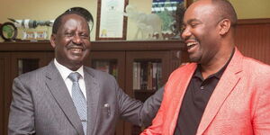 Hon Chris Omulele with former Prime Minister Raila Odinga in 2018