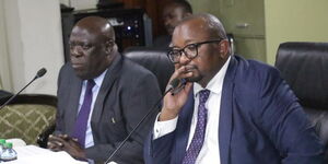 Housing PS Charles Hinga (right) appearing before the National Assembly's Committee on Special Funds on Thursday, February 16, 2023