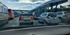 Huge traffic along Thika Road near Garden City on Tuesday, November 16, 2021.