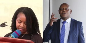 A collage image of Ruth Nyambura (left) and lawyer Paul Gicheru (right).