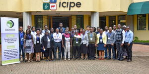File image of scientists outside the International Centre of Insect Physiology and Ecology (ICIPE), Nairobi