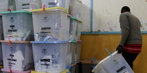Undated image of IEBC ballot boxes after voters had cast their votes