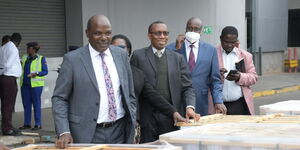 IEBC Chair Wafula Chebukati receives the first batch of the printed ballot papers on July 7, 2022.