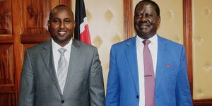 File image of Suna East MP Junet Mohamed and former Prime Minister Raila Odinga.