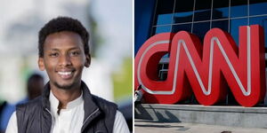 A photo collage of US-based Kenyan journalist, Idris Muktar (left) and the CNN logo.