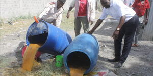 The illicit brew was confiscated in Machakos in 2018.