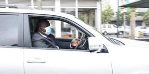 Interior CS Fred Matiang'i driving himself to Parliament on Wednesday, August 19, 2020.