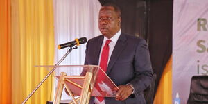 Interior CS Fred Matiang'i speaks during National Safety Roads Programme on Wednesday, October 28, 2020.