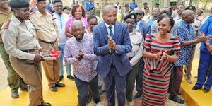 Interior CS Kithure Kindiki during the handing over of a new office of the County Commissioner in Kaloleni, Kilifi County on February 22, 2023.