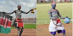 Photo collage of Harambee Stars popluar supporter Isaac Juma Onyango