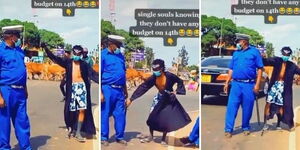 Screenshots of Joseph Wangui alias Jayb Wangui dancing in front of traffic officers along Thika Road.