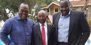 From left to right: Citizen TV journalist Jeff Koinange, Royal Media Services owner SK Macharia and Citizen TV presenter Willis Raburu pictured on December 31, 2018.
