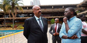 Nairobi Metropolitan Services Director General Mohamed Badi and Senator Johnson Sakaja on Thursday, March 26, 2020.