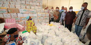 Mombasa Governor Hassan Joho during the launch of a food drive in Mombasa County in April 2020