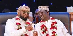 Former Mombasa governor, Ali Hassan Joho (left) and ODM party leader Raila Odinga at a past event. 