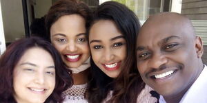 Journalists from left Anjlee Gadhvi, Mwanaisha Chidzuga, Betty Kyalo and Eric Njoka posing for a photo