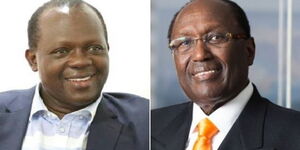 Jubilee Secretary General Raphael Tuju (left) and billionaire Chris Kirubi