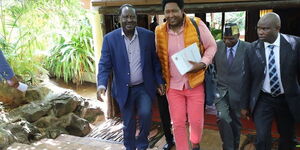 Jubilee Senator Ledma Ole Kina and former Prime Minister Raila Odinga