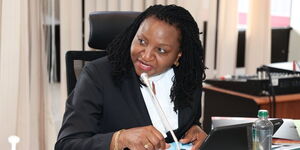 Judiciary Chief Registrar Anne Amadi during a JSC interview of candidates shortlisted to be Court of Appeal judges on July 27, 2022.