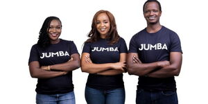 Jumba Leadership Team from Left to Right: Peace Osangir (CFO), Kagure Wamunyu (Co-founder & CEO), Miano Njoka (Co-founder & CTO)