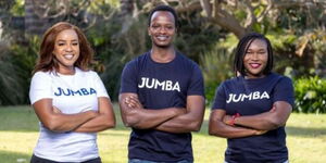 Jumba Leadership Team from left to right Kagure Wamunyu (CEO & co-founder), Miano Njoka (CTO & co-founder), Peace Osangir (CFO).