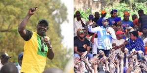 Photo collage between Deputy President William Ruto and Suna East MP Junet Mohamed