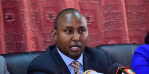 Undated image of Suna East Member of Parliament, Junet Mohamed, at a past press briefing.