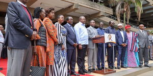 Suna East MP Junet Mohammed addresing the press during a past Azimio la Umoja event