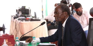 Justice David Marete being interviewed for the position of Chief Justice by the Judicial Service Commission on April 15, 2021