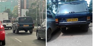 Photo collage of Range Rover Classic with KAA 001A number plate series