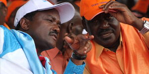 Wiper Party leader Kalonzo Musyoka and ODM leader Raila Odinga at a past meeting.