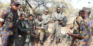 Kenya Air Force flight crew during a survival exercise in Kajiado County on February 18, 2023.