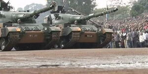 Kenya Defence Forces (KDF) tankers during a parade.