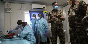 KDF officers at the modern laboratory in Somalia