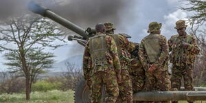 KDF officers in a past artillery training
