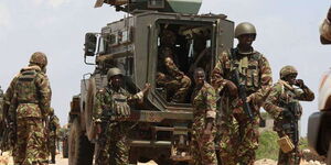 KDF soldiers during one of their missions in Somalia.