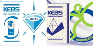 Photo collage of different marks of quality approved by the Kenya Bureau of Standards