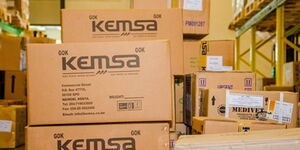 KEMSA branded boxes.