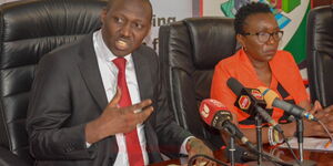 KFCB CEO Chris Wambua addressing the press on November 23, 2022
