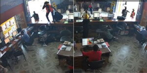 A collage image of a Boda Boda rider and his accomplice during an attempted robbery in Kisumu on March 16, 2022.