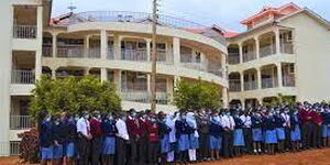 College students of KMTC outside the building which belongs to Ndagani Primary School,