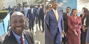 KTN News anchor Michael Gitonga with Presidential team in New York (left) and President William Ruto with his Wife Rachel also in New York.