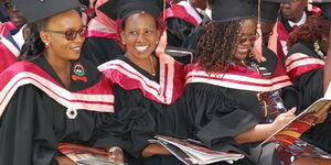 A photo of graduands follow proceedings during Kabarak University graduation ceremony on December 20, 2019. 