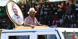 Former Kiambu Governor William Kabogo arrives for the BBI rally in Meru on Saturday, February 29, 2020.