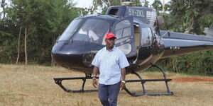 Former Kiambu Governor William Kabogo alights from a helicopter at a past function